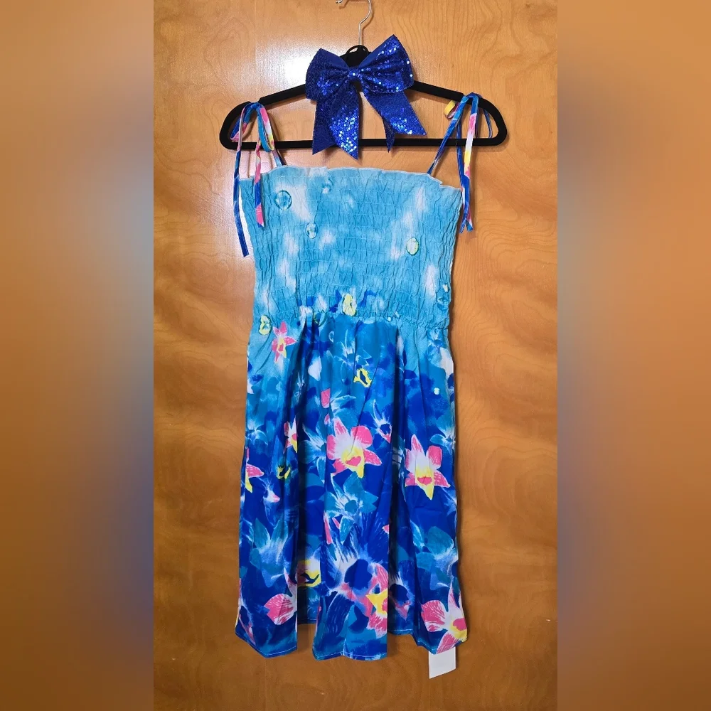 Women's Small Beach Spaghetti Straps Sundress Blue Pink Floral Summer Dress NWT - Picture 9 of 16